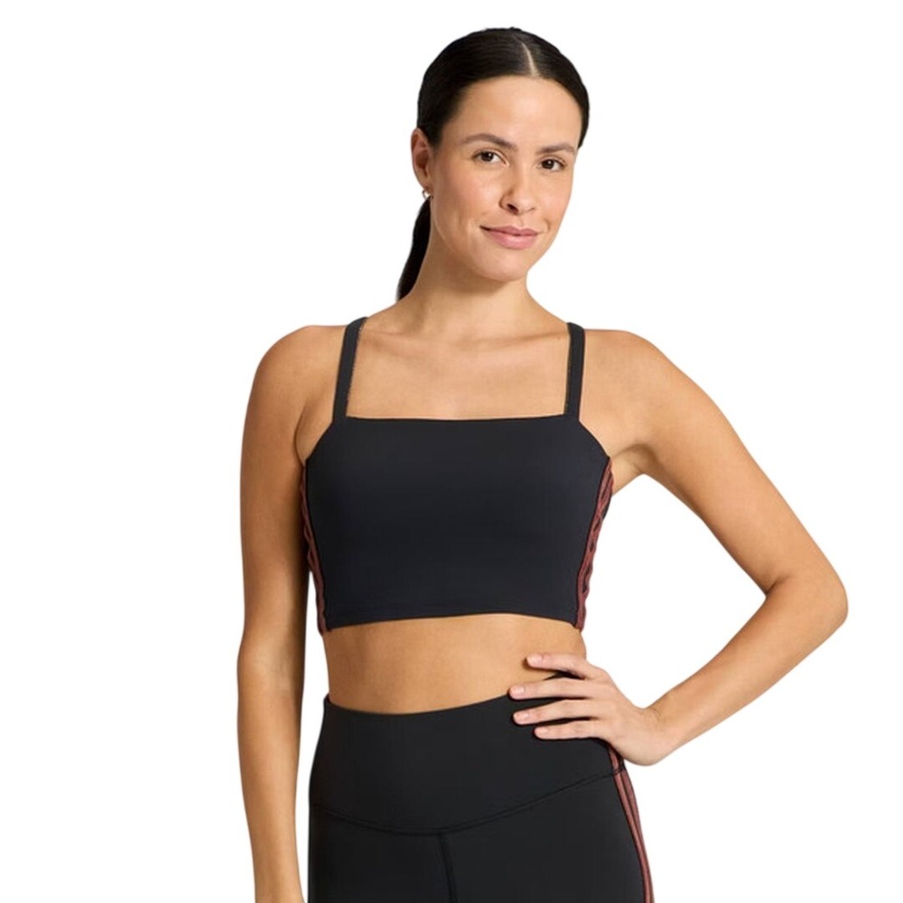 All in Motion Women's Black Velour Piped Light Support Sports Bra Size L